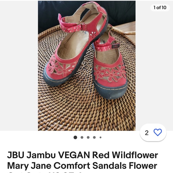 Jambu Vegan leather Red Wildflower Mary Jane sandal, size 8.5 - Picture 4 of 6
